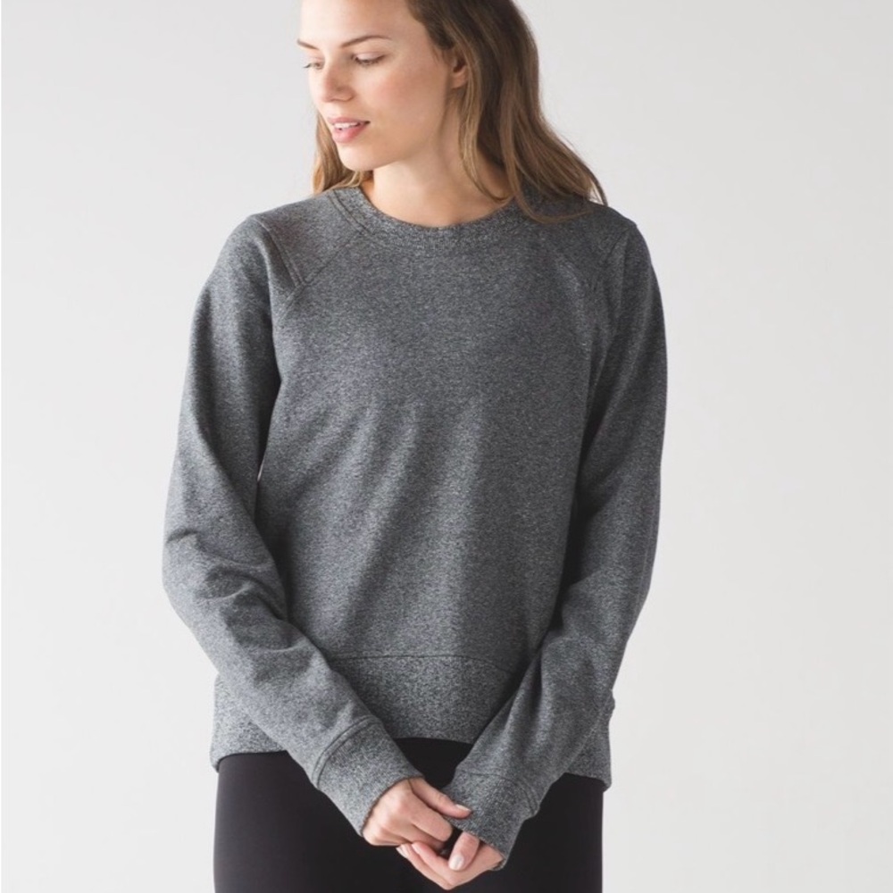 Lululemon Split Long Sleeve Sweatshirt Top Heathered Speckled Black